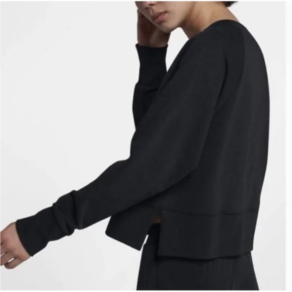 Nike Black Versa Crewneck Sweatshirt Oversized W/Side Slits Size Large - Picture 2 of 10